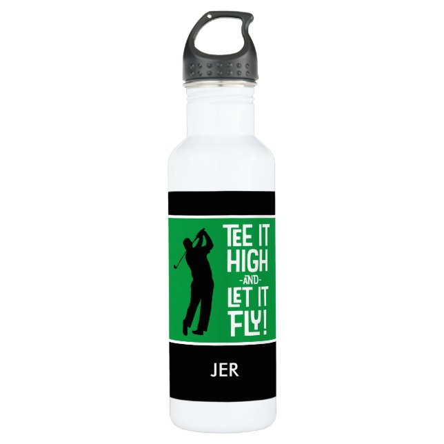 Golf Sports Humour Tee Quote Cute Men's Black Gree 710 Ml Water Bottle (Front)