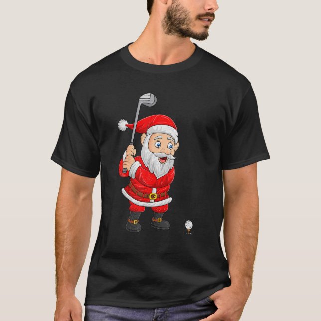 Golf Sports Lover Santa Playing Golf Christmas T-Shirt (Front)
