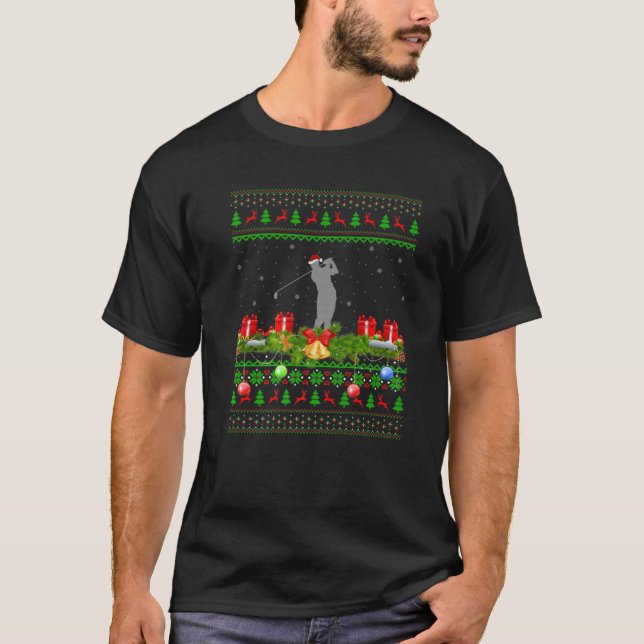 Golf Sports Lover Xmas Santa Ugly Golf Christmas T-Shirt (Front)