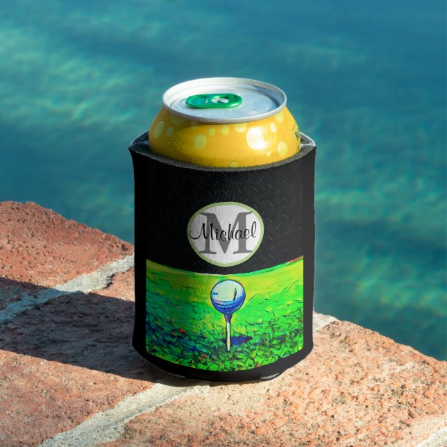 Golf Sports Monogram Name Cool Dad Men Can Cooler (In Situ Pool)