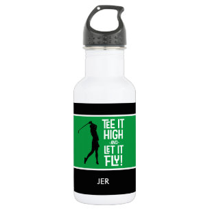 Golf Sports Tee Quote Funny Black Green 18 oz 532 Ml Water Bottle