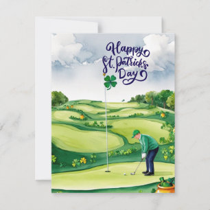 Golf St. Patrick’s Day Watercolor  Holiday Card