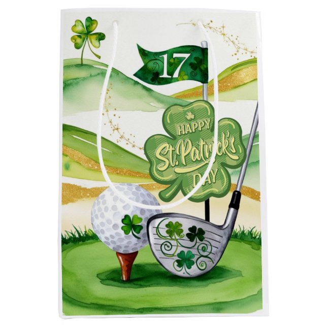 Golf St. Patrick's Day for Golf themed for Golfer  Medium Gift Bag (Front)