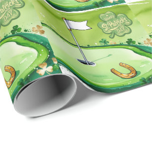 Golf St. Patrick's Day for Golfer watercolor Wrapping Paper