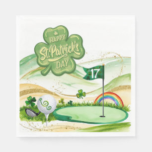 Golf St. Patrick's Day for Golfer with Flag  Napkin