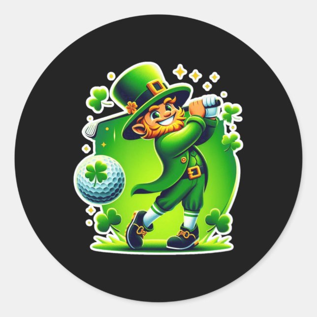 Golf St Patricks Day Golf Irish Golfing 1  Classic Round Sticker (Front)