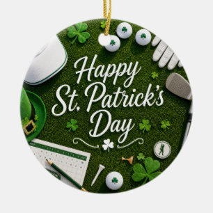 Golf St. Patrick's Day with Golf ball for Golfer Ceramic Tree Decoration
