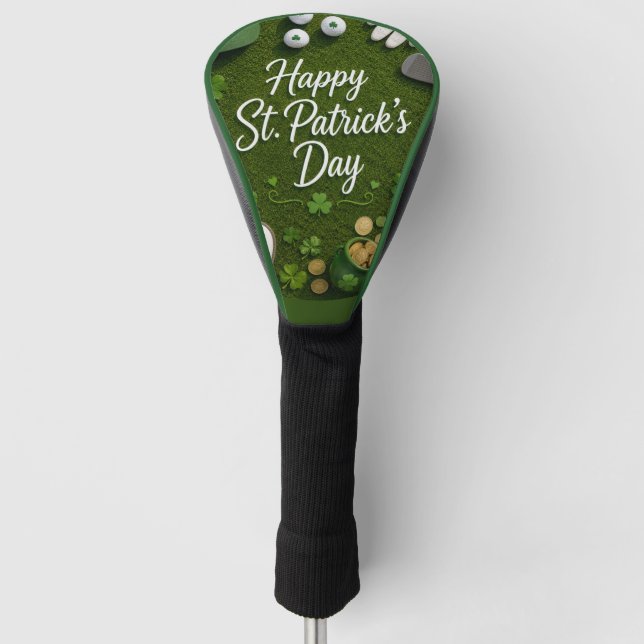 Golf St. Patrick's Day with Golf ball for Golfer Head Cover (Front)