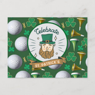 Golf St. Patrick's Day with Golf ball for Golfer Holiday Postcard