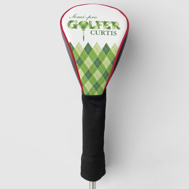 Golf status green golfer argyle personalised cover (Front)