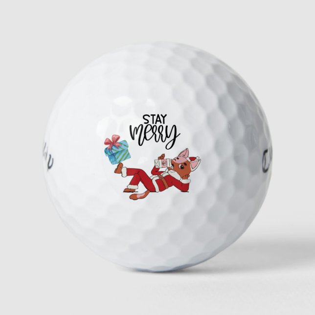 Golf Stay Merry with Santa Claus Christmas Holiday Golf Balls (Front)