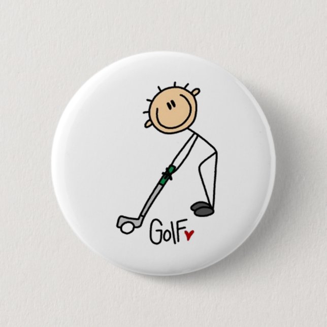 Golf Stick Figure 6 Cm Round Badge (Front)