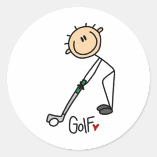 Golf Stick Figure Classic Round Sticker