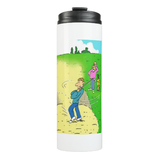 Golf Stuck in a Bunker Cartoon - Funny Thermal Tumbler (Front)