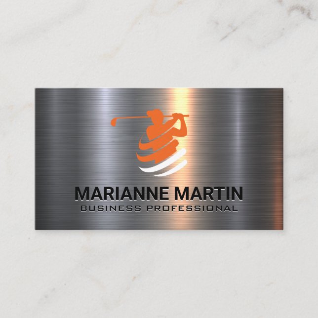 Golf Swing Logo | Metallic Business Card (Front)