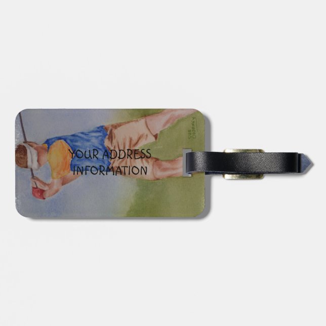 GOLF SWING PERSONALIZED LUGGAGE TAG (Back Horizontal)
