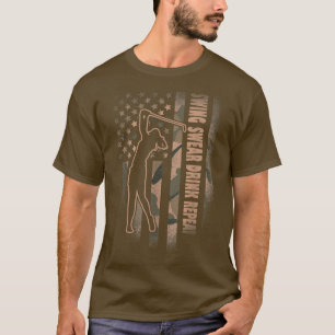 Golf Swing Swear Drink Repeat Love Golf Flag USA C T-Shirt