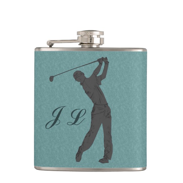 Golf Swinger Customisable Monogram Hip Flask (Front)
