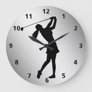 Golf Swinger, Female Customizable Large Clock