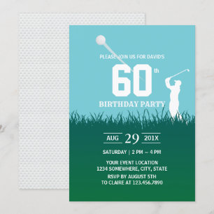 Golf Swinging 60th Birthday Party Invitation