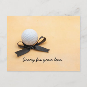 Golf sympathy sorry for your loss with black bow postcard