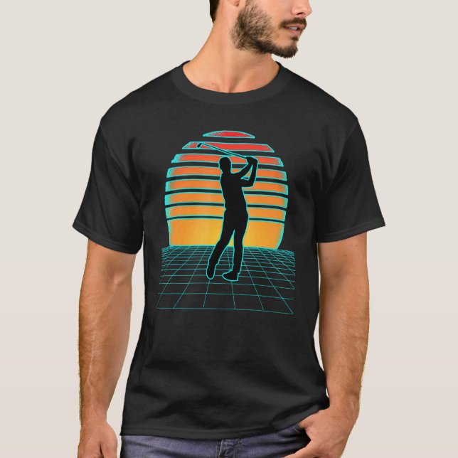 Golf Synthwave Retrowave 70s 80s Sports Style Golf T-Shirt (Front)