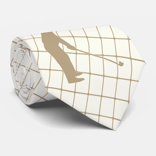 Golf Tan Silhouette Golfer and Golf Club 2 Tie (Rolled)
