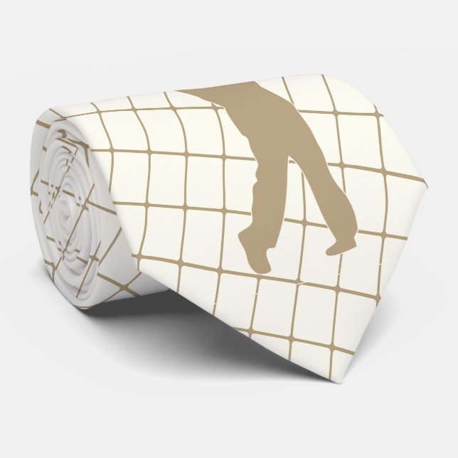 Golf Tan Silhouette Golfer and Golf Club Tie (Rolled)