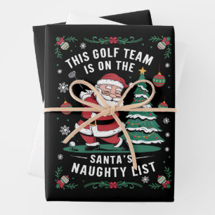 Golf Team Is On Santa's Naughty List Xmas Santa Pl Wrapping Paper Sheet