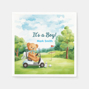 Golf Teddy Bear It’s a Boy Baby Shower Napkins