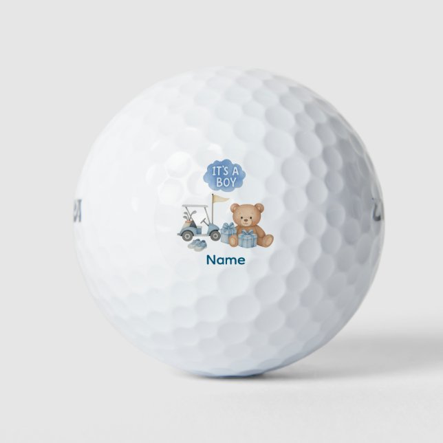 Golf Teddy Bear It's Boy for Baby Shower  Balls (Front)