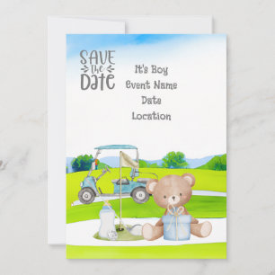 Golf Teddy Bear It's Boy for Baby Shower   Invitation