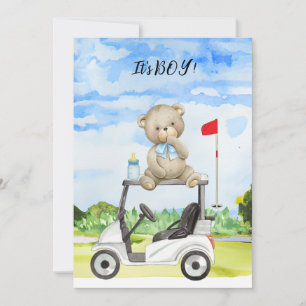 Golf Teddy Bear It's Boy for Baby Shower  Invitation