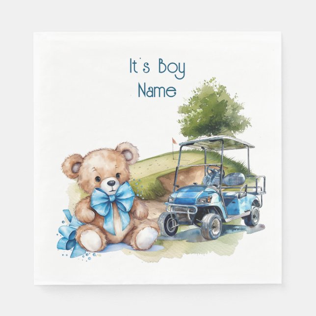 Golf Teddy Bear It's Boy for Baby Shower  Napkins (Front)