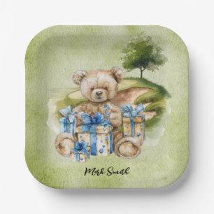 Golf Teddy Bear It's Boy for Baby Shower   Paper Plate
