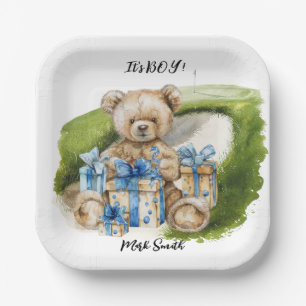 Golf Teddy Bear It's Boy for Baby Shower   Paper Plate