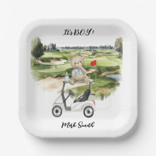 Golf Teddy Bear It's Boy for Baby Shower   Paper Plate