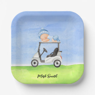 Golf Teddy Bear It's Boy for Baby Shower   Paper Plate