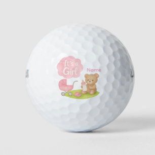 Golf Teddy Bear It's Girl for Baby Shower  Golf Balls