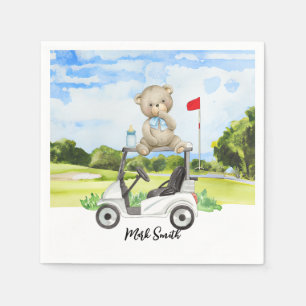 Golf Teddy Bear on Golf Cart for Baby Golfer Napkin