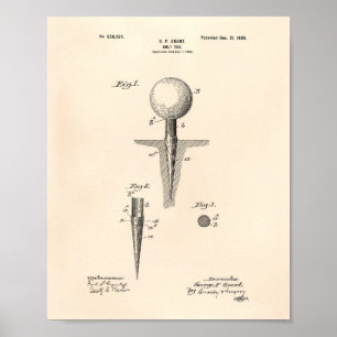 Golf Tee 1899 Patent Art - Old Peper Poster