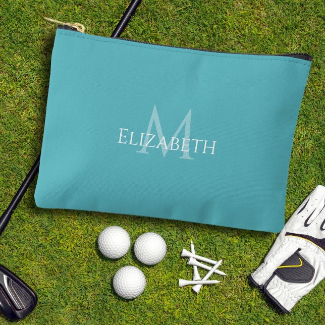 Golf Tee Golfer Teal Monogram Modern Accessory  Pouch (Golf Tee Golfer Teal Monogram Modern Accessory Accessory Pouch)
