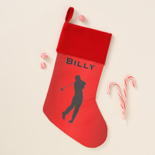 Golf Tee Off Sport Theme with Name Christmas Stocking