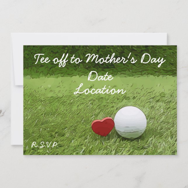 Golf tee off to Mother's Day with golf ball Invitation (Front)