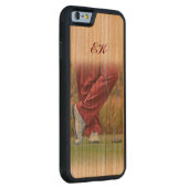 Golf Tee Time Customisable Monogram Carved Wood iPhone Case (Right)