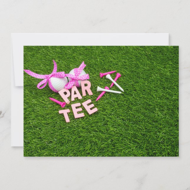 Golf Tees Par Tee party invitation on green grass (Front)