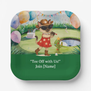 GOLF TEXAS Birthday party for cat lovers Paper Plate