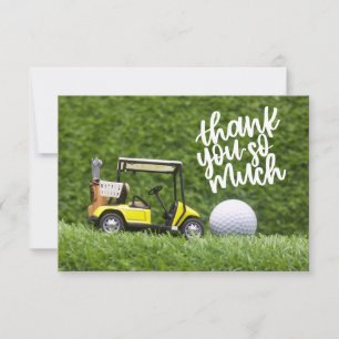 Golf Thank you card for golfer with cart and ball