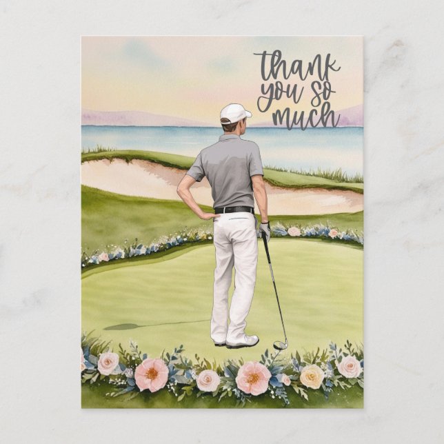 Golf  thank you card golf course watercolor (Front)