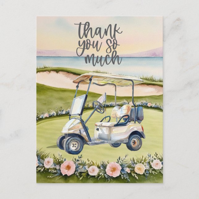 Golf  thank you card golf course watercolor (Front)
